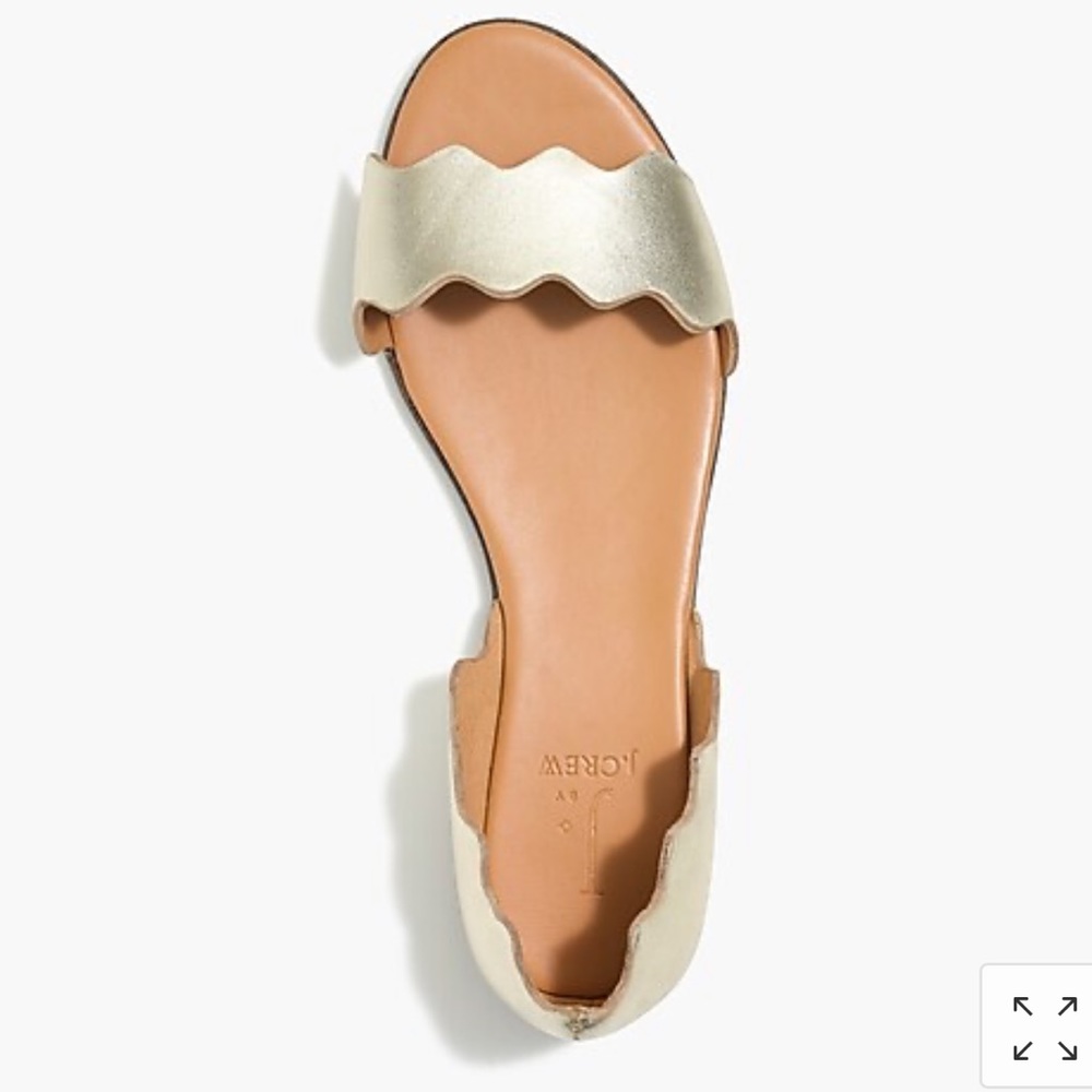 J. Crew leather scalloped peep-toe flats